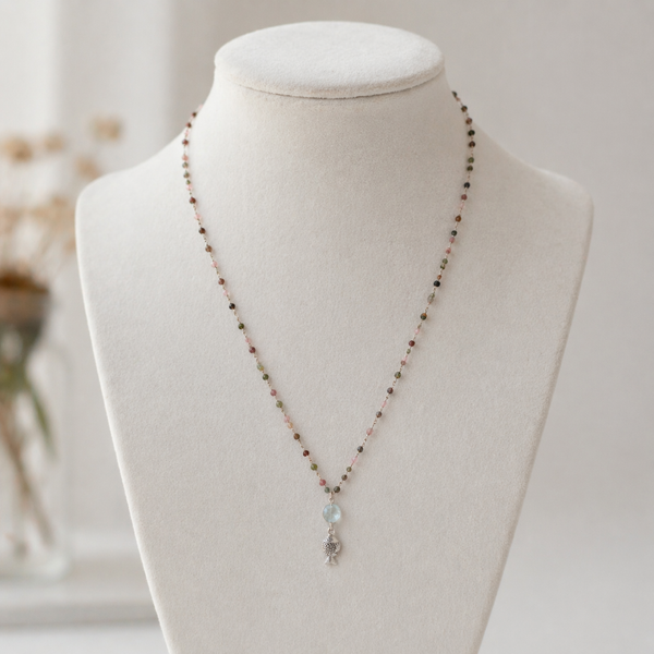 Tourmaline and fish necklace