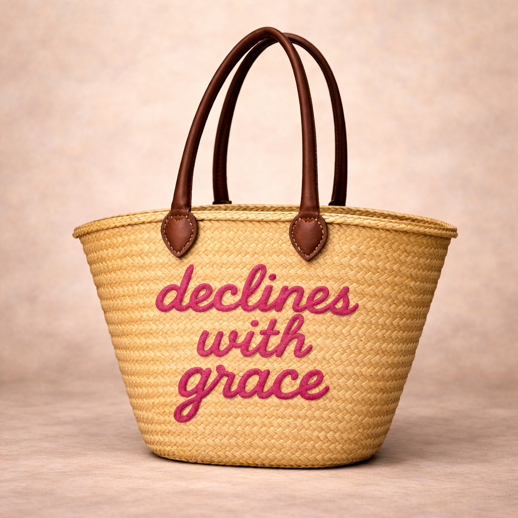 The Kitty Badminton Straw Bag - Pick your Quote